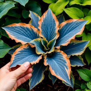 Хоста Океан Вью купить по цене от 960р. в интернет-магазине «Посадика» с доставкой почтой в в Котельниковое и по всей России – [изображение №1].